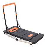 LEADALLWAY 7-in-1 Workbench Folding Painted Work Table as Workbench, Scaffold,Platform,Sawhorse,Car Creeper and Hand Truck with 4 Wheels, Black LEADALLWAY