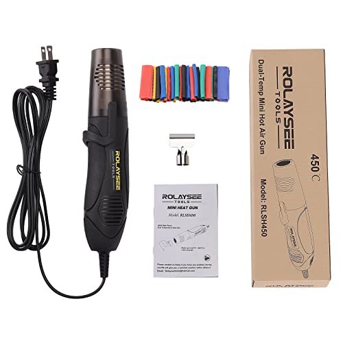 Mini Heat Gun, 450W 527~842°F Dual Temperature Small Heat Gun for Wrapping  and Embossing Crafts, Handheld Heat Shrink Gun with Reflector Nozzle and