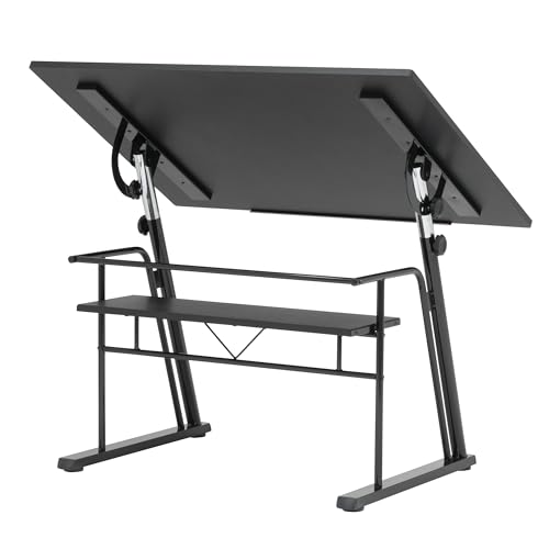 STUDIO DESIGNS Zenith Craft Desk Drafting Table, Top Adjustable Drafting Table Craft Table Drawing Desk Hobby Table Writing Desk Studio Desk, Black, SD STUDIO DESIGNS