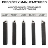 Toolly 5 Pieces 3/8 Inch Mini Lathe Indexable Carbide Insert Bit Tool Set for Turning, Cutting, Facing, Boring and Chamfering Toolly