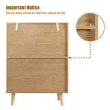 Anmytek Rattan Cabinet, 44" H Tall Sideboard Storage Cabinet with Crafted Rattan Front, Entryway Shoe Cabinet Wood 2 Door Accent Cabinet with Anmytek