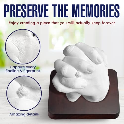 Hand Casting Kit for Couples | DIY Plaster Statue Molding Kit | DIY Hand Mold Kit | Anniversary for Men, Women | Wedding Gift | Wooden Mahogany Base KOOL KRAFTS