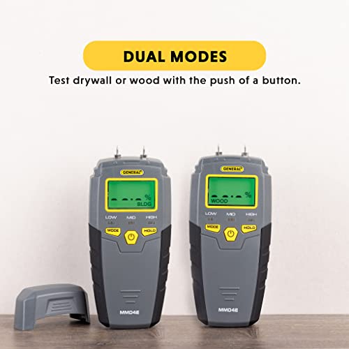 General Tools MMD4E Digital Moisture Meter, Water Leak Detector, Moisture Tester, Pin Type, Backlit LCD Display With Audible and Visual General Tools