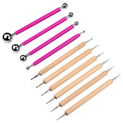 Meuxan 10 Piece Ball Stylus Dot Painting Tool Set, Clay Pottery Modeling Kit - WoodArtSupply