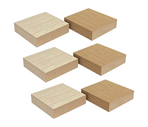 6 Pack Thick Wooden Blocks Unfinished MDF Wood Squares for Crafts Memorial Sign(4x4x1 in) - WoodArtSupply