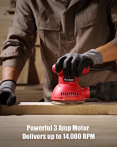 AVID POWER Orbital Sander 3.0 Amp 5 Inch Random Orbit Sander 6 Variable Speeds Electric Wood Sander Tool for Woodworking, 7000-14000 RPM, 12 Pcs AVID POWER