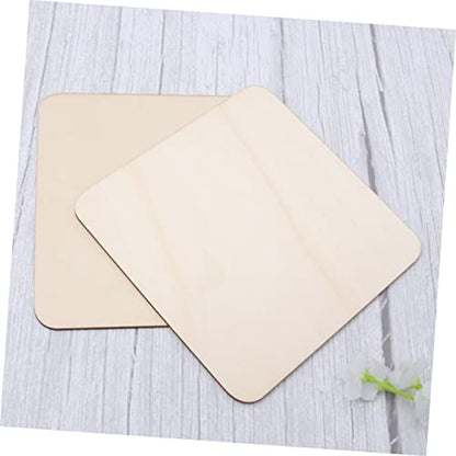 NOLITOY 5pcs Pieces Wood Pieces Plywood Sheet DIY Crafts Unfinished Wooden Piece DIY Wood Piece Square Wood Slice Wood Chips Decorate Bamboo Square
