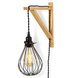 Rustic State Palma Wall Mount Wood Triangle Sconce Bracket for Plug in Hanging Pendant Light Lamp Cord Kit Fixture - DIY Shelf Project Decoration - Rustic State