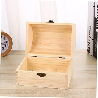 ARTIBETTER 3pcs table top chest locking clasp craft case organizer unfinished wood trunk memories chest unfinished pine wood treasure chest wood