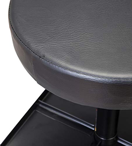 Torin ATR6350B Rolling Pneumatic Creeper Garage/Shop Seat: Padded Adjustable Mechanic Stool with Tool Tray Storage, Black Torin