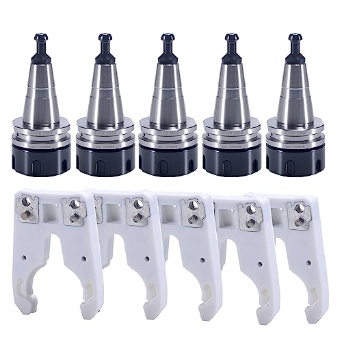 5PCS ISO30 ER32-45L Balance Collet Chuck G2.5 30000RPM CNC Tool Holder + 5PCS ISO30 Tool Holder Clamp Fork Claw for CNC Engraving Machine & Milling HOZLY