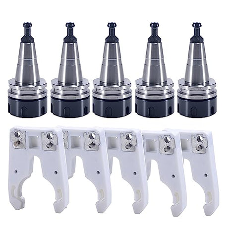 5PCS ISO30 ER32-45L Balance Collet Chuck G2.5 30000RPM CNC Tool Holder + 5PCS ISO30 Tool Holder Clamp Fork Claw for CNC Engraving Machine & Milling HOZLY