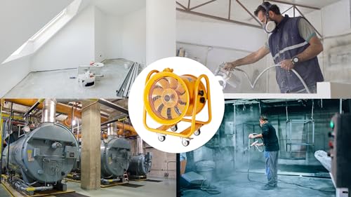 VEVOR Portable Blower Explosion Proof Utility Fan 16 inch, 4240 CFM Heavy Duty Cylinder Exhaust Fan With 16.4ft Power Cord - No Plug, Industrial VEVOR