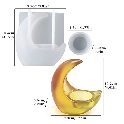 Candle Holder Silicone Resin Mold, 3D Moon Resin Mold, Moon Shape Tealight Trinket Holder Silicone Mold, Cute Cement Concrete Mold, Epoxy Resin Wehous