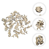 Gadpiparty 50pcs Shaped Sea Decorations Projects Animals Whale Seahorse Wedding Ornaments Blank Paint Octopus Wood Dolphin Wooden Ocean Unfinished Gadpiparty