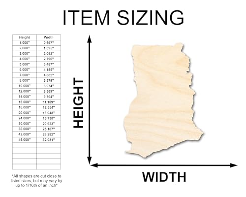 Unfinished Wood Ghana Country Shape - West African Craft - up to 36" DIY 18" / 1/8" 24 Hour Crafts
