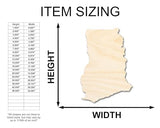 Unfinished Wood Ghana Country Shape - West African Craft - up to 36" DIY 18" / 1/8" 24 Hour Crafts