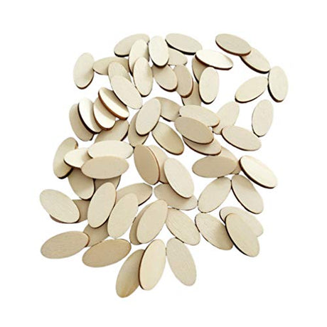 Kisangel 200pcs Unfinished Wood Oval Cutout Natural Rustic Wooden Ellipse Slices Chip Embellishment Gift Tag Board Game Pieces for DIY Arts and Kisangel