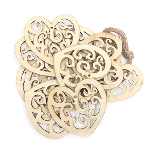 Healifty 10PC Unfinished Wood Cutouts Unfinished Wood Shapes Heart Shaped Wood Unfinished Wood Slices Wood Log Discs Wood Heart Confetti Heart Wood Healifty