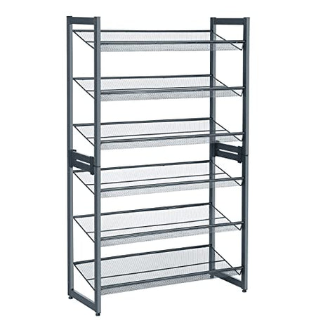SONGMICS 6-Tier Shoe Rack Storage, Metal Shoe Organizer Stand for Garage, Entryway, Set of 2 3-Tier Stackable Shoe Rack Shelf, with Adjustable Flat SONGMICS