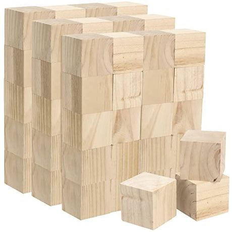 JAPCHET 200 Pieces Wood Blocks for Crafts, 1 Inch Unfinished Square Wooden Cubes Wood Blocks, Natural Blank Wood Blocks for DIY Crafts, Puzzle JAPCHET
