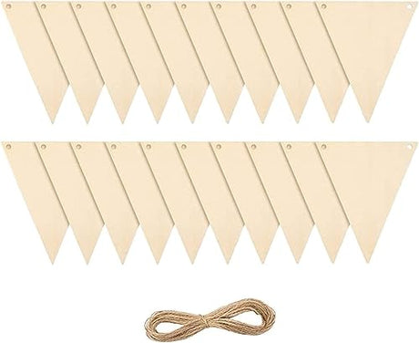 20pcs Unfinished Wooden Triangle Pennant Wood Hanging Banner Unfinished Wood Plaque Blank Wood Hanging Tags for DIY Craft Home Office Decoration koTTIYA
