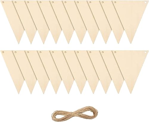 20pcs Unfinished Wooden Triangle Pennant Wood Hanging Banner Unfinished Wood Plaque Blank Wood Hanging Tags for DIY Craft Home Office Decoration - WoodArtSupply