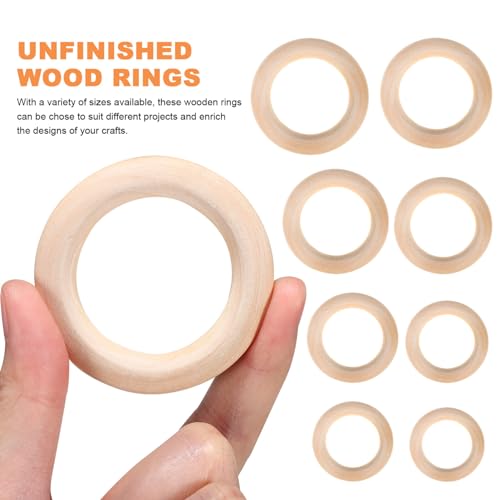 KALLORY Macrame Wooden Rings 80pcs Unfinished Solid Large Wooden Circle Round Ring Macrame Plant Hanger for DIY Craft Pendant Connectors Jewelry KALLORY