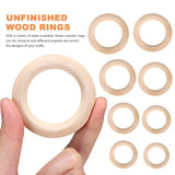 KALLORY Macrame Wooden Rings 80pcs Unfinished Solid Large Wooden Circle Round Ring Macrame Plant Hanger for DIY Craft Pendant Connectors Jewelry KALLORY