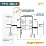 POWERTEC 71007V 110 V to 220V Paddle Switch for Power Tools Fits Table Saw, Router Table, Drill Press, Bench Saw, Band Saw POWERTEC