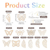 EEE ELECRELIVE 48pcs Wood Butterfly Charms Unfinished Natural Wood Filigree Wing Pendants & 50pcs Earring Hooks & 50pcs Jump Rings for Boho Earring EEE ELECRELIVE