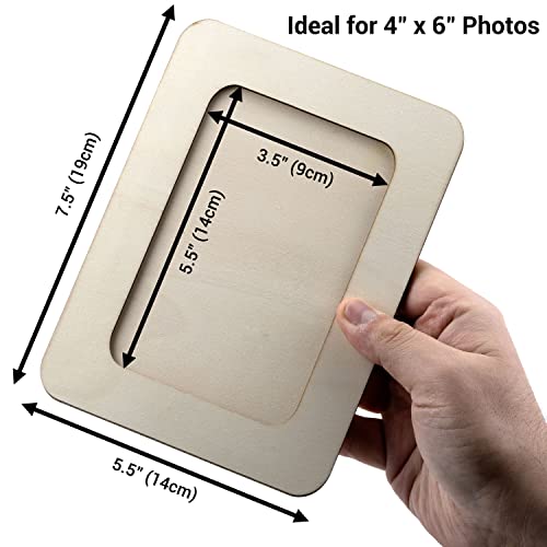 IFAMIO 2 Pack Wooden DIY Photo Frame Tabletop Wood Picture Frames Unfinished Solid Wood Picture Frames on Stand 4" x 6" Paintable Blank Rectangle IFAMIO