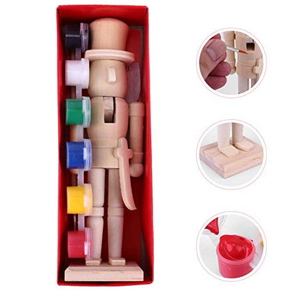 EXCEART Wooden Nutcracker Figures Wooden Unpainted Doll DIY Blank Paint Toy Christmas Nutcracker Soldier for Kids Gift DIY Craft Christmas Decoration