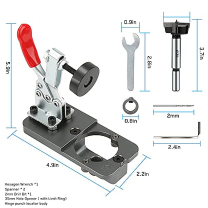 KKUYT 35mm Concealed Hinge Jig, Accurate Locking Hinge Drilling Jig Hole Guide Hole Puncher Locator Woodworking Tool for Door Cabinets Hinges - WoodArtSupply