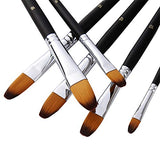 Artist Paint Brushes Set,9 Pcs Professional Filbert Brushes for Acrylic Oil Watercolor Gouache Painting Kits with Long Handle Nylon Hair Black HOJIBOFA