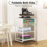 Crafit 3 Tier Movable Heat Press Table, Foldable Heat Transfer Machine Stand with Vinyl Roll Holder, Heavy Duty Rolling Metal Workbench for DIY Crafit