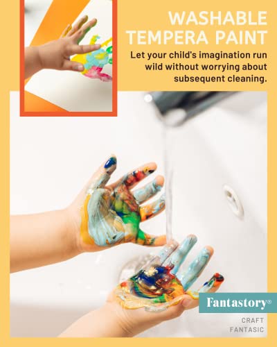 fantastory Tempera Paint for Kids 32 Colors (2 oz Each) Washable Tempera Paint, Kids Poster Paint Sponge Painting, Non-Toxic Kids Paint Finger Paints - WoodArtSupply