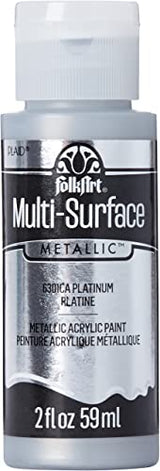 FolkArt Multi-Surface Metallic Paint in Assorted Colors (2 oz), Metallic Platinum FolkArt