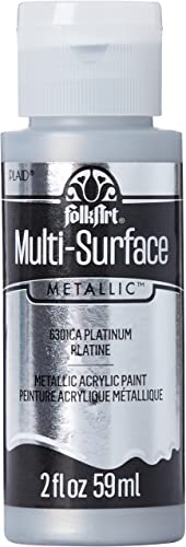 FolkArt Multi-Surface Metallic Paint in Assorted Colors (2 oz), Metallic Platinum