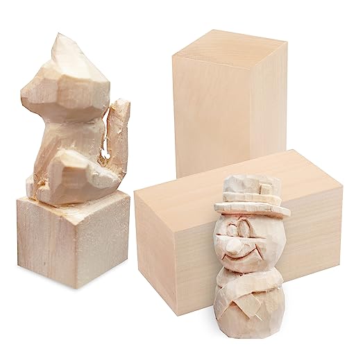 2 Pack Basswood Carving Blocks, 6x3x3 Inches Basswood Blocks for Beginner to Advanced Carvers, Ideal for DIY Projects and Gifts, Soft and Smooth, GNIEMCKIN