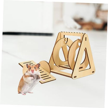 NOLITOY 2pcs Assembled The Swing Squirrel cage Hamster DIY Seesaw Wooden Hamster Habitat Decor pet Rat cage Accessories DIY Wood Toy for Hamster - WoodArtSupply