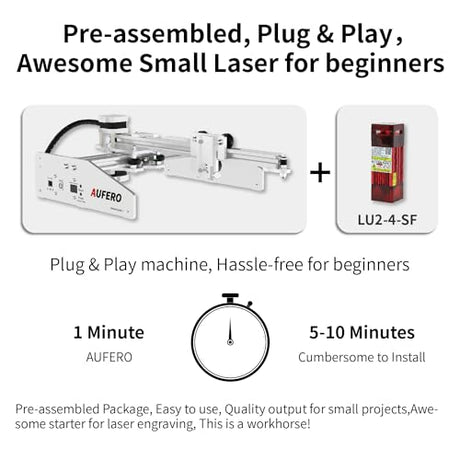 Aufero Laser 1 Laser Engraver, 5W Diode Short Focus Laser Engraver, Laser Engraving Machine for Wood/Leather, 7.1x7.inch Engraving Area, Aufero