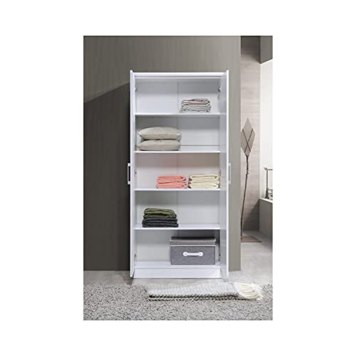 HODEDAH IMPORT Hodedah 2-Door Armoire with 4-Shelves Wardrobe, 17"D x 31.5"W x 73"H, White Hodedah