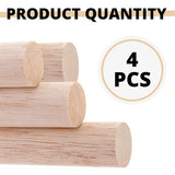 Pack of 4 Dowel Rods 12 Inch Unfinished Wood for Crafting 3/4 Inches Wood Craft Sticks Wooden Dowels for Crafts Bamboo Wood Rod Bamboo Wood Sticks YARRD