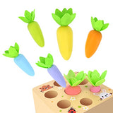 KMTJT Montessori Toys for 1 2 3 Year Old Toddlers, Macron Carrot Harvest Game Wooden Toys for Baby Boys and Girls, Educational Learning Shape Sorting KMTJT