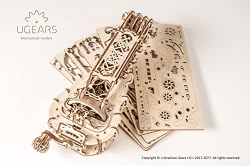 UGears Mechanical Models 3-D Wooden Puzzle - Mechanical Hurdy-Gurdy Musical Instrument UGEARS