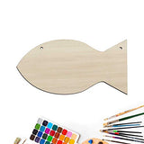 Creaides Fish Wood DIY Crafts Cutouts Wooden Fish Shaped Hanging Ornaments Unfinished Wood Signs with Twines for Wedding Birthday Christmas Party Creaides