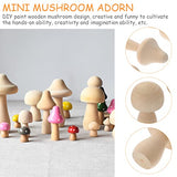 Veemoon 10pcs Wooden Mushroom Natural Unfinished Mushrooms Plain Unpainted Wood Mushroom Figures Mini Mushrooms for Arts and Crafts Projects Veemoon