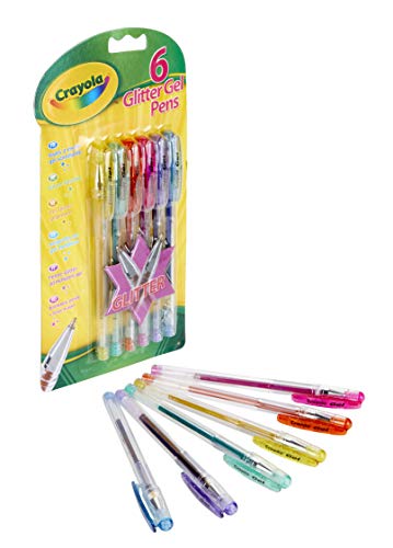 Crayola Glitter Gel Pens, Pack of 6 - WoodArtSupply