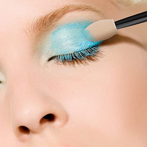 Cuttte 120PCS Disposable Dual Sides Eye Shadow Sponge Applicators with Container, 2.44' Length Eyeshadow Brushes Makeup Applicator Cuttte